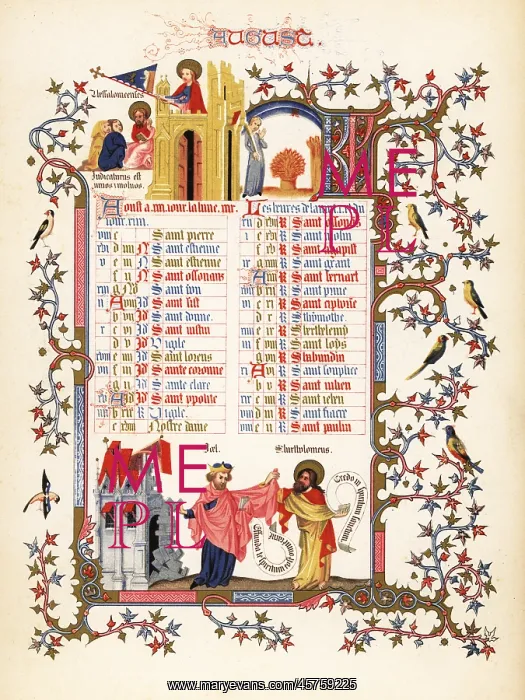 : Illuminated calendar for August 1846 : Illuminated calendar for August 1846