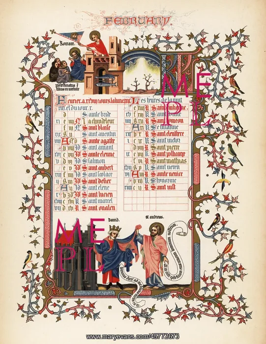 : Illuminated calendar for February 1846 : Illuminated calendar for February 1846