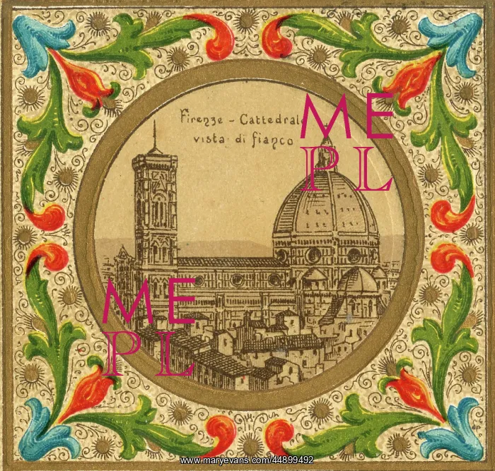 : Illuminated illustration of Florence, showing the Duomo : Illuminated illustration of Florence, showing the Duomo