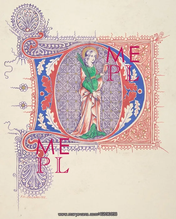 : Illuminated Initial D, 1830?62, Watercolor : Illuminated Initial D, 1830?62, Watercolor