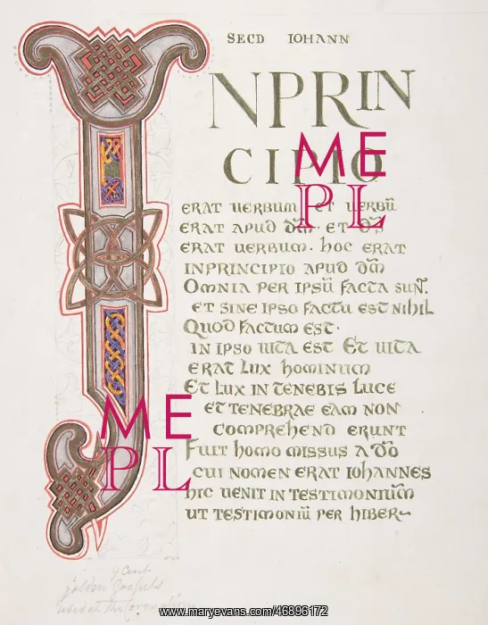 : Illuminated Leaf with Initial I, 1830?62, Pen : Illuminated Leaf with Initial I, 1830?62, Pen