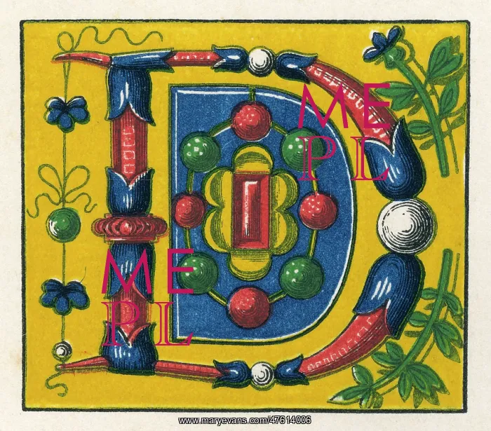 : Illuminated letter D : Illuminated letter D