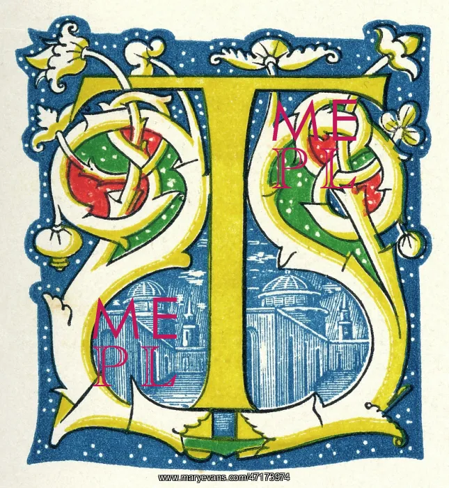 : Illuminated letter T : Illuminated letter T