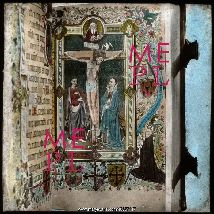 : An illuminated manuscript showing the Crucifixion : An illuminated manuscript showing the Crucifixion