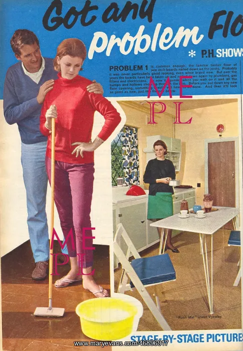 : Illustrated advert for Vynolay in Practical Householder, 196 : Illustrated advert for Vynolay in Practical Householder, 196