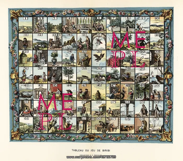 : An illustrated board for the Italian game of chance Biribi : An illustrated board for the Italian game of chance Biribi