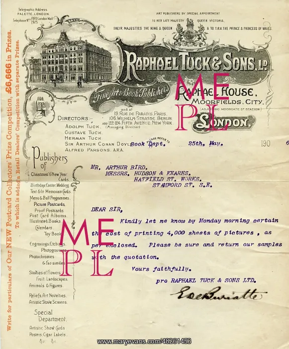 : Illustrated headed letter, Raphael Tuck & Sons Ltd : Illustrated headed letter, Raphael Tuck & Sons Ltd