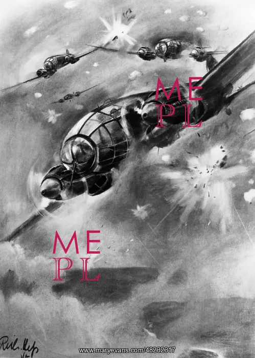 : Illustration of an airstrike by Richard Hess : Illustration of an airstrike by Richard Hess