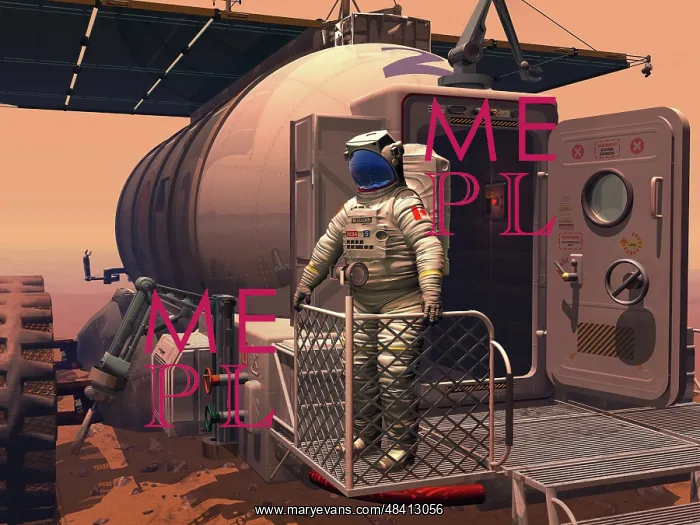 : Illustration of an astronaut leaving their Mars rover ? : Illustration of an astronaut leaving their Mars rover ?