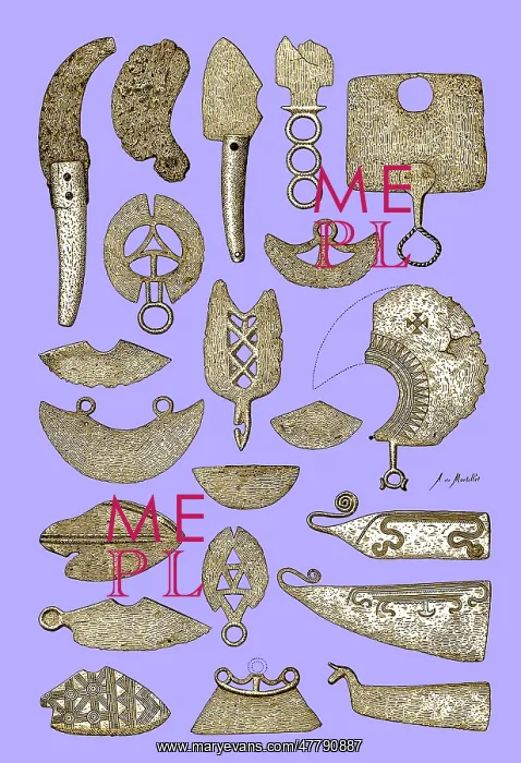 : Illustration of Bronze Age Razors : Illustration of Bronze Age Razors