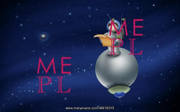  : Illustration of a cartoon astronaut in outer space