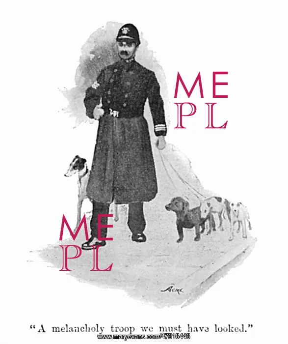: Illustration by Cecil Aldin, Spot and a policeman : Illustration by Cecil Aldin, Spot and a policeman