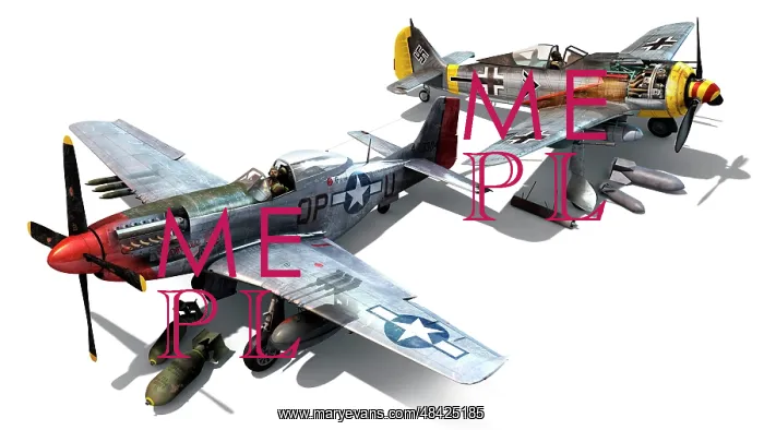 : Illustration of two classic fighter planes of : Illustration of two classic fighter planes of