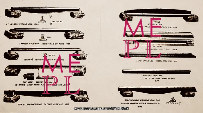 : Illustration of early railway  /  tramway  /  wagonway rails