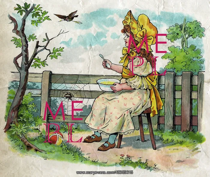 : Illustration, Little Miss Muffet : Illustration, Little Miss Muffet