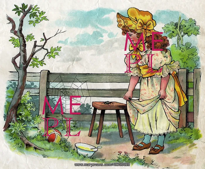 : Illustration, Little Miss Muffet : Illustration, Little Miss Muffet