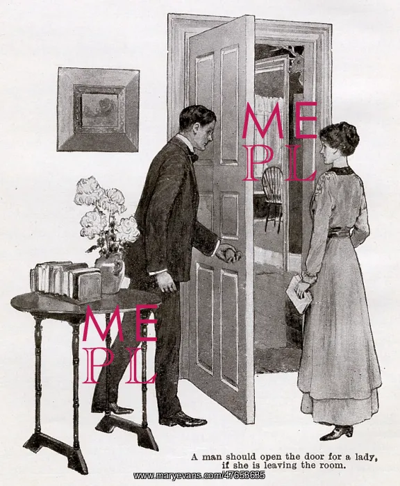  : Illustration - man opening the door for a lady