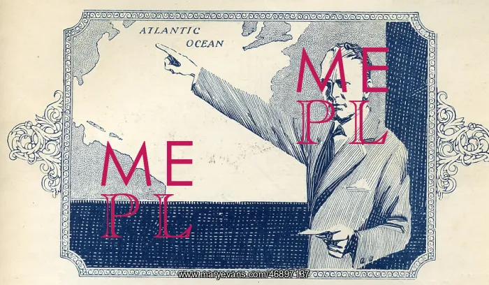 : Illustration of man pointing to Atlantic Ocean in Wireless W : Illustration of man pointing to Atlantic Ocean in Wireless W