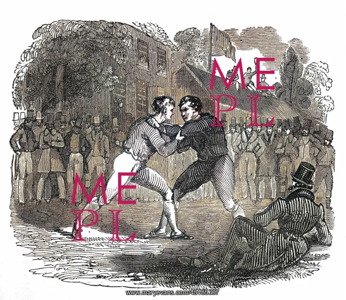 : Illustration, two men wrestling : Illustration, two men wrestling