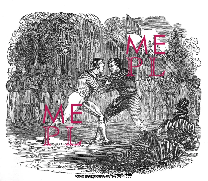 : Illustration, two men wrestling : Illustration, two men wrestling