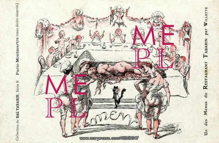 : Illustration for a Menu by Willette for Restaurant Tabarin : Illustration for a Menu by Willette for Restaurant Tabarin
