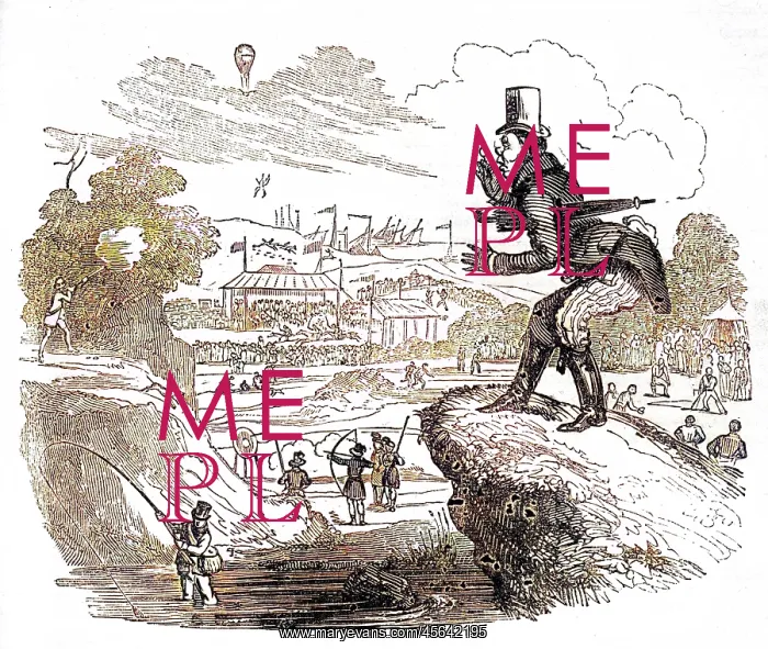 : Illustration, Paul Pry watching sporting events : Illustration, Paul Pry watching sporting events