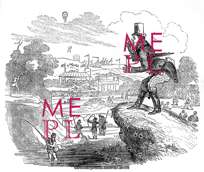 : Illustration, Paul Pry watching sporting events : Illustration, Paul Pry watching sporting events