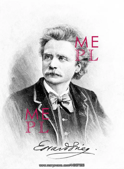 : Illustration portrait norwegian composer edvard : Illustration portrait norwegian composer edvard