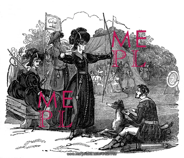 : Illustration, scene at an archery event : Illustration, scene at an archery event