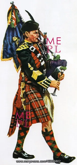 : Illustration of Scots bagpiper : Illustration of Scots bagpiper