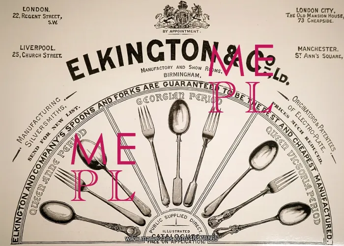 : Illustration showing Advertisement for Elkington's : Illustration showing Advertisement for Elkington's
