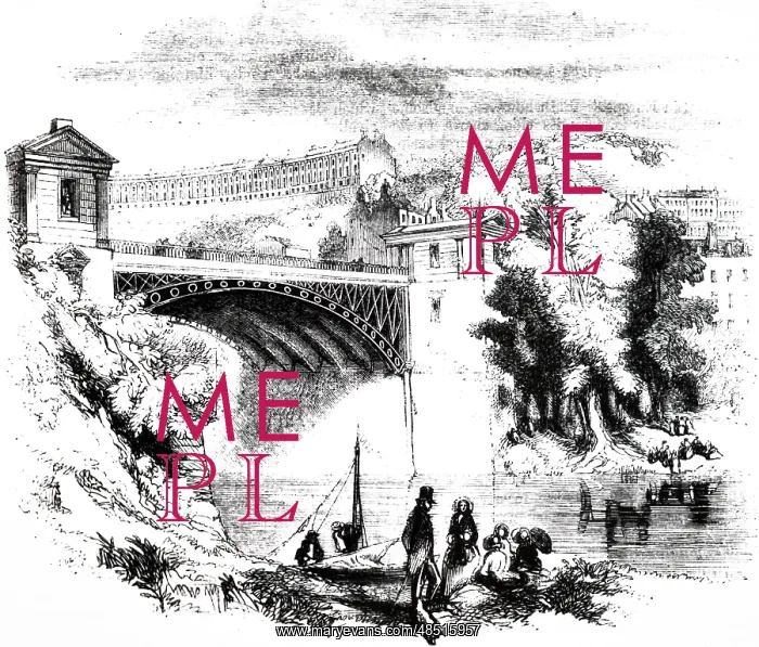 : Illustration showing the Camden bridge in Bath, England 1852