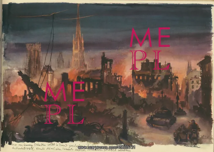 : Illustration showing the destruction of Rouen : Illustration showing the destruction of Rouen