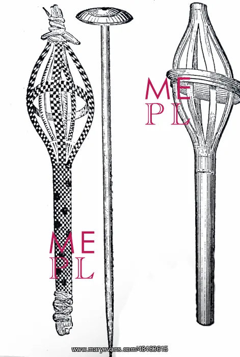 : Illustration showing Egyptian spindles of cane : Illustration showing Egyptian spindles of cane