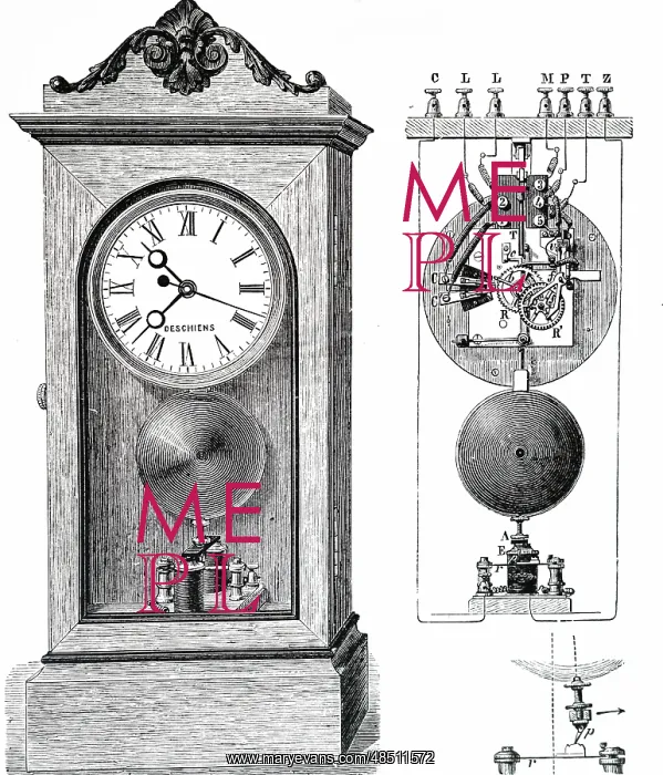 : Illustration showing Electric clock by Hipp of Neuchatel : Illustration showing Electric clock by Hipp of Neuchatel