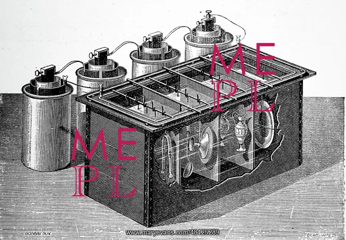 : Illustration showing Electroplating bath with : Illustration showing Electroplating bath with