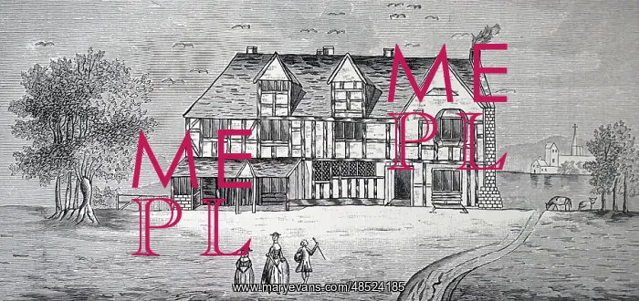 : Illustration showing home of William Shakespeare : Illustration showing home of William Shakespeare