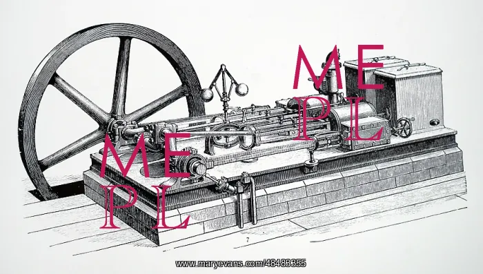 : Illustration showing Horizontal steam engine shoving : Illustration showing Horizontal steam engine shoving