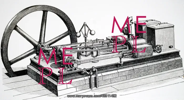 : Illustration showing Horizontal steam engine shoving : Illustration showing Horizontal steam engine shoving