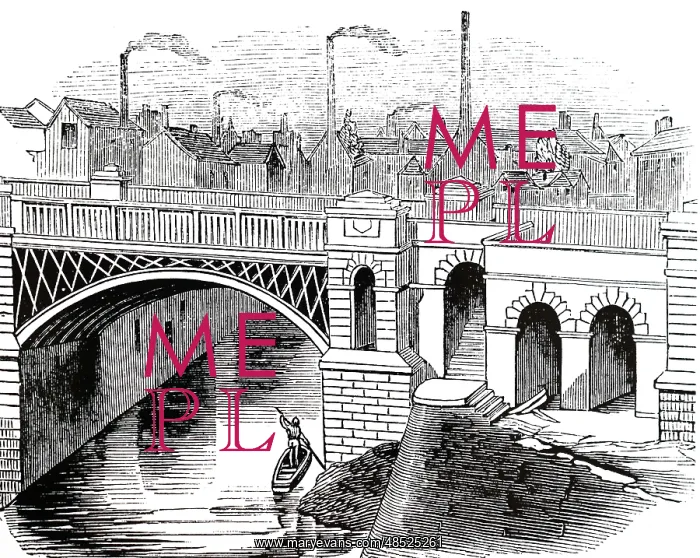 : Illustration showing Iron bridge over the Irwell : Illustration showing Iron bridge over the Irwell