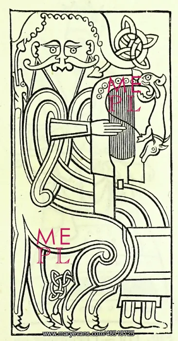 : Illustration showing King David, playing the harp : Illustration showing King David, playing the harp