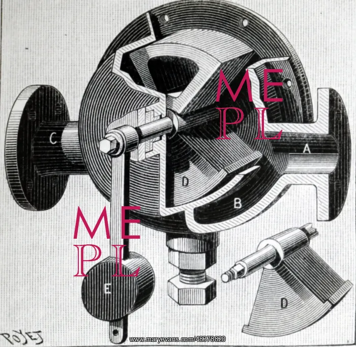 : Illustration showing Leon Edoux's hydraulic passenger : Illustration showing Leon Edoux's hydraulic passenger