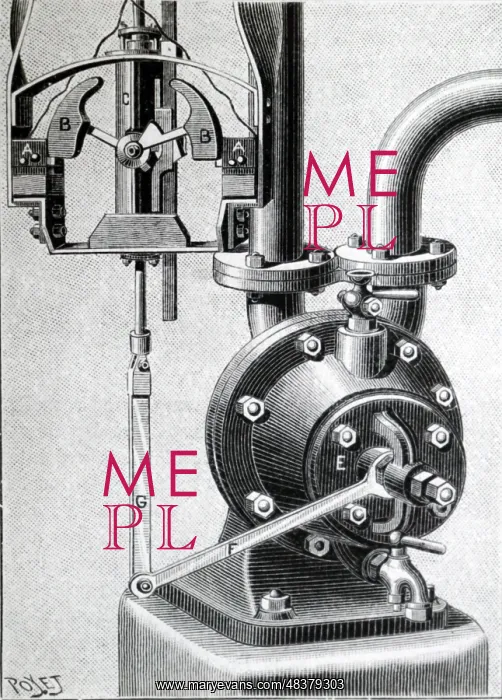 : Illustration showing Leon Edoux's hydraulic passenger : Illustration showing Leon Edoux's hydraulic passenger