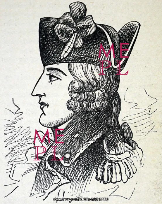 : Illustration showing Major General Edward Braddock : Illustration showing Major General Edward Braddock