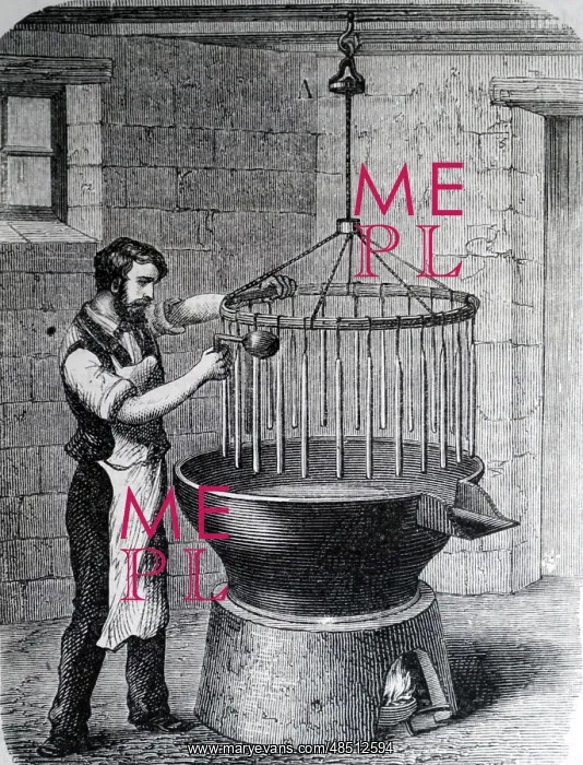 : Illustration showing Making dips for candles : Illustration showing Making dips for candles