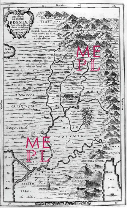 : Illustration showing a map of the garden of Eden : Illustration showing a map of the garden of Eden