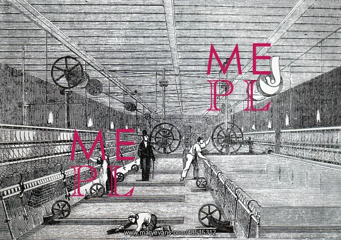 : Illustration showing Mule spinning in a shed lit : Illustration showing Mule spinning in a shed lit