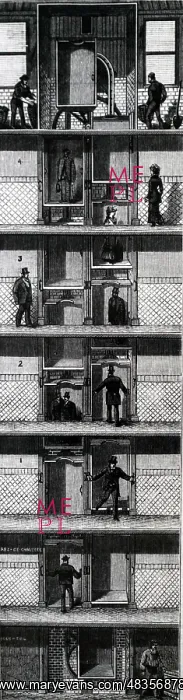 : Illustration showing PATERNOSTER (cyclic elevator) : Illustration showing PATERNOSTER (cyclic elevator)