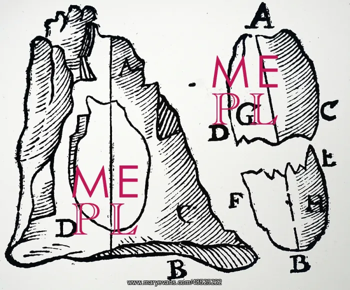 : Illustration showing A piece of lodestone in rock : Illustration showing A piece of lodestone in rock