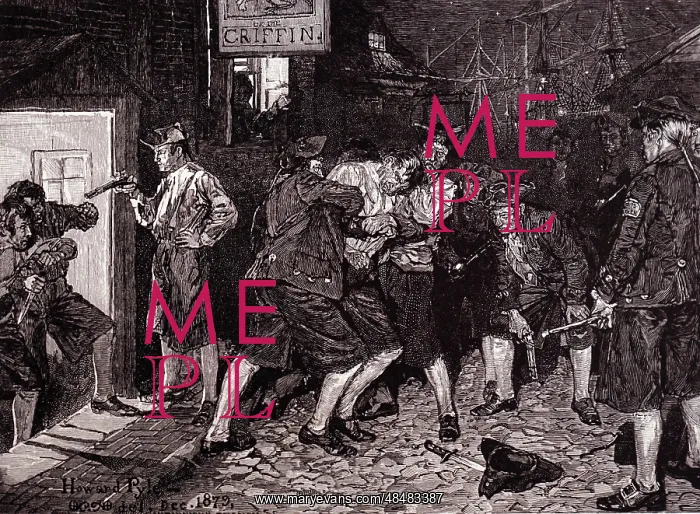 : Illustration showing a Press Gang at work circa : Illustration showing a Press Gang at work circa